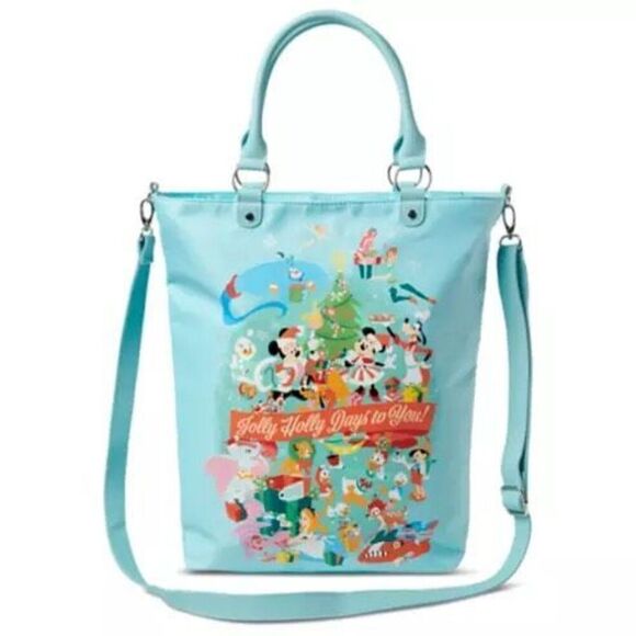Disney Classics Christmas / Holiday Tote Bag With 2 Padded Handles 2023 NWT Blue - Picture 5 of 5